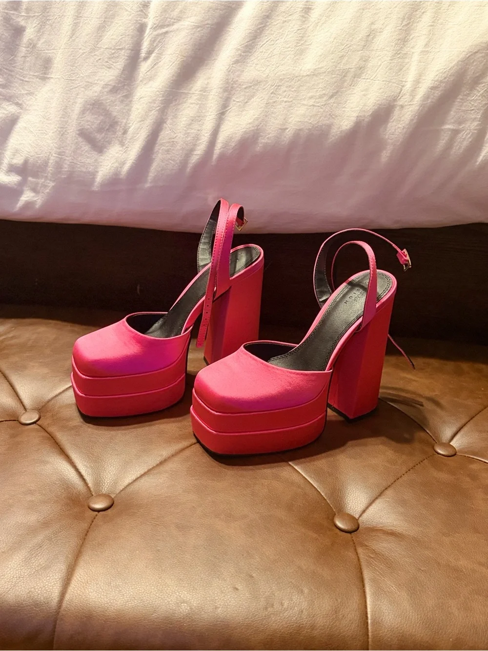 ASOS Design Pluto Platform Block Heel Sandals in Magenta - Women